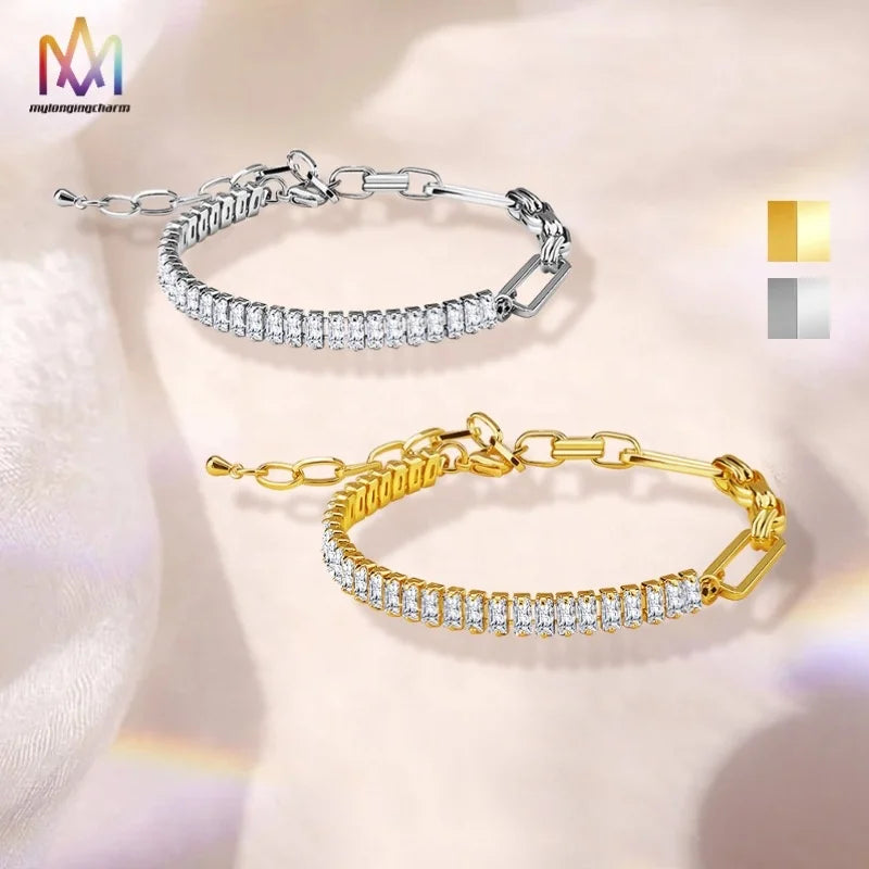 Fashion Jewelry Bracelets for Women New Style Diamond Bead Stainless Steel Adjustable for Bracelet Gold Plated Trendy Design