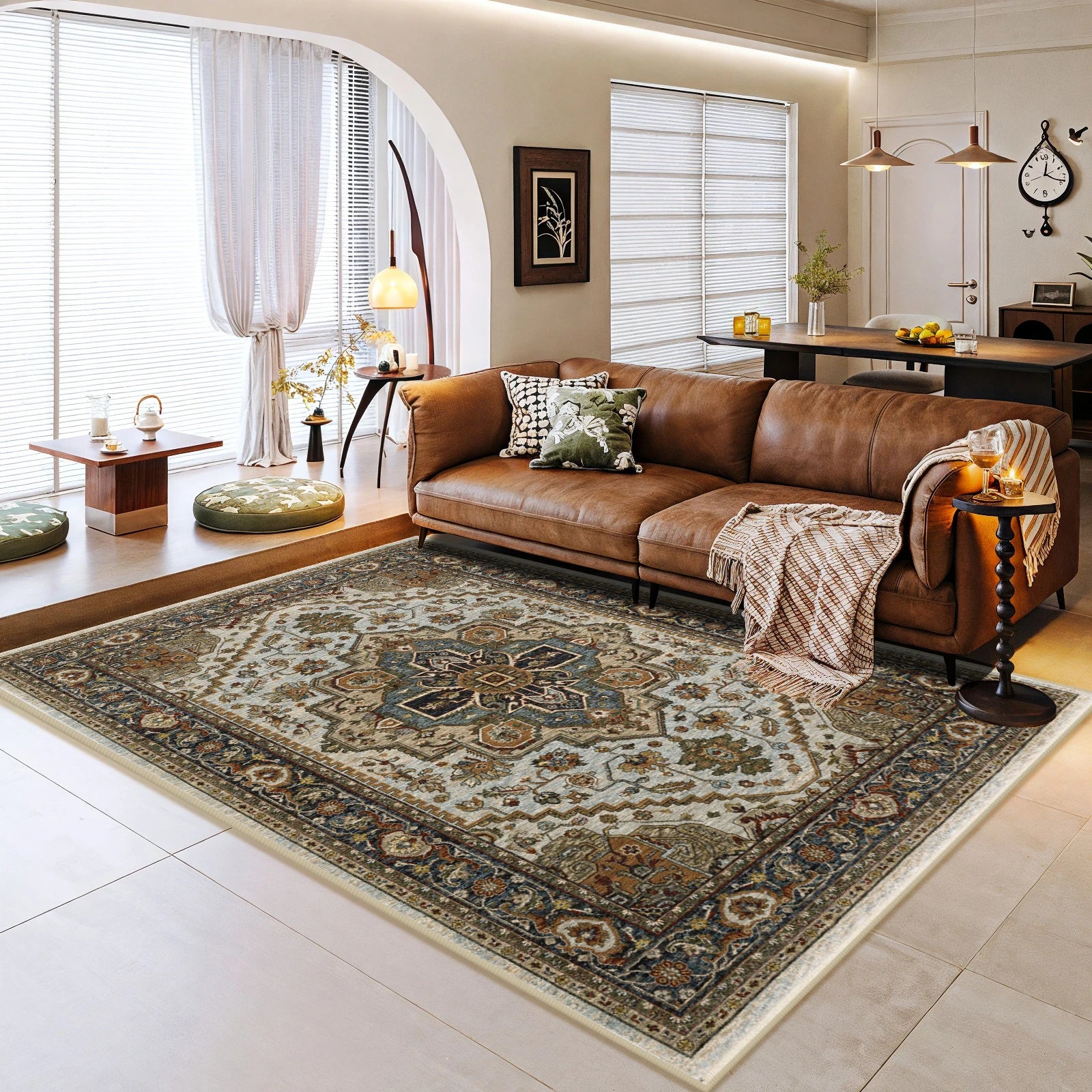 Large Size Living Room Carpet Oriental Machine Made Soft Pile Area Rug for Home Non-slip Faux Cashmere Area Rug