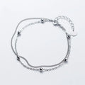 Small Round Ball Beads Double Layer Link Chain 925 Sterling Silver Charm Bracelets Women Fine Jewelry