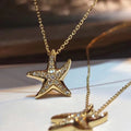 CAOSHI 18K Gold Plated Sea Star Pendant Necklaces Copper Jewelry New Cute Cubic Zirconia Star Ladies Necklaces for Women Girls