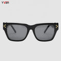 2024 New Custom Logo Luxury Sunglasses Black Square Acetate Shades with Polarized Lenses Champagne Frame Gafas De Sol Cuadradas