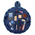 Woman Waterproof Lazy Drawstring Storage Organizer Portable Oxford Large Travel Opens Flat Makeup Bag Cosmetic