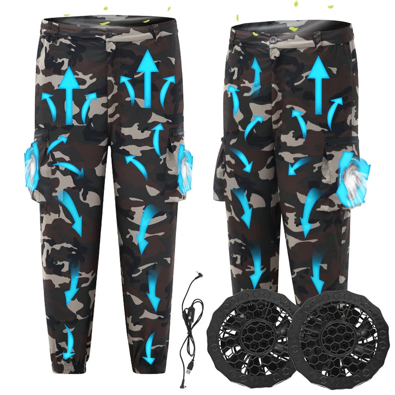 Innovative Cooling High Tech Fan Pants Lightweight Breathable Construction Workers Welders Fan Man Pants Air-Conditioned Pants