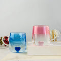 Layer Sublimation Gradient Espresso Coffee Tea Juice Pink Blue Valentine Water Glass Cup Heart Shape Decorate