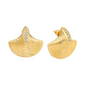 Elegant Gold Shell Stud Earrings with Sparkling Zircon Women's Party Jewelry Weddings Engagements Religious Style