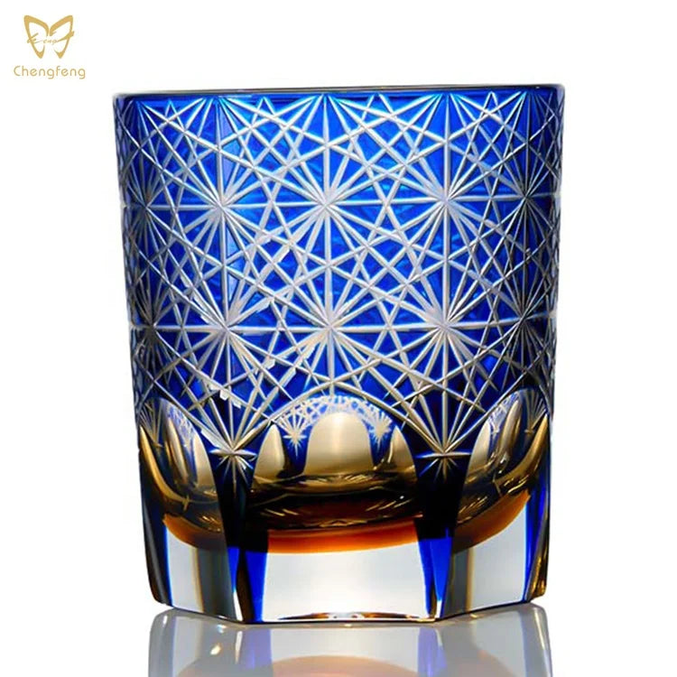 Luxury Hand-carved Glass Cup Pure Crystal Whiskey Glass Sparkling Hand Carved Rock Glass Whisky Glasses for 250ml