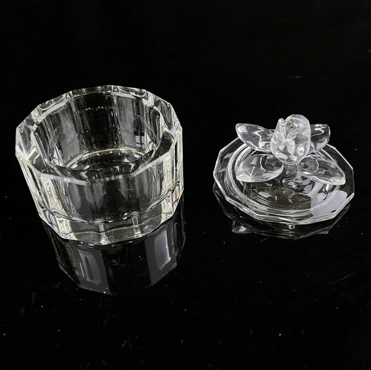 Glass Crystal Jar Jewelry Trinket Box with Flower Lid MH-QT0477