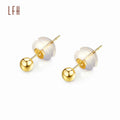 Fashionable Women Fine Jewelry Round Ball Earrings 18k Solid Beaded Stud Earrings Party Rose Gold 18k Earrings Real