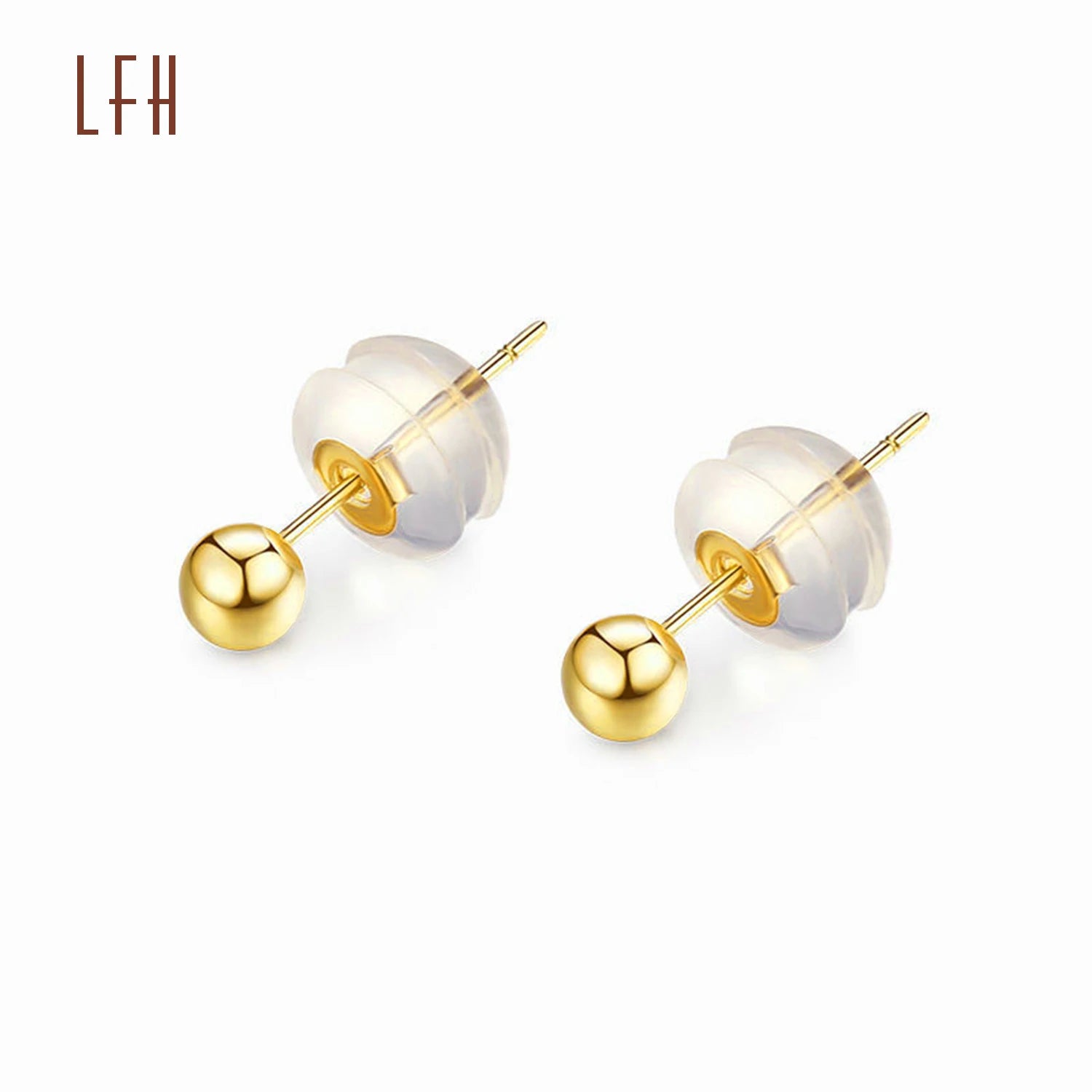 Fashionable Women Fine Jewelry Round Ball Earrings 18k Solid Beaded Stud Earrings Party Rose Gold 18k Earrings Real