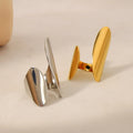 YF6330 New Stainless Steel 18k Gold Plated Waterproof Irregular Geometric Wide Edge Women Open Ring