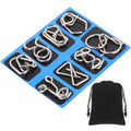 Metal Wire Puzzle Set of 8 with Pouch Brain Teaser Puzzles IQ Test Ring Disentanglement Unlock Interlock Game