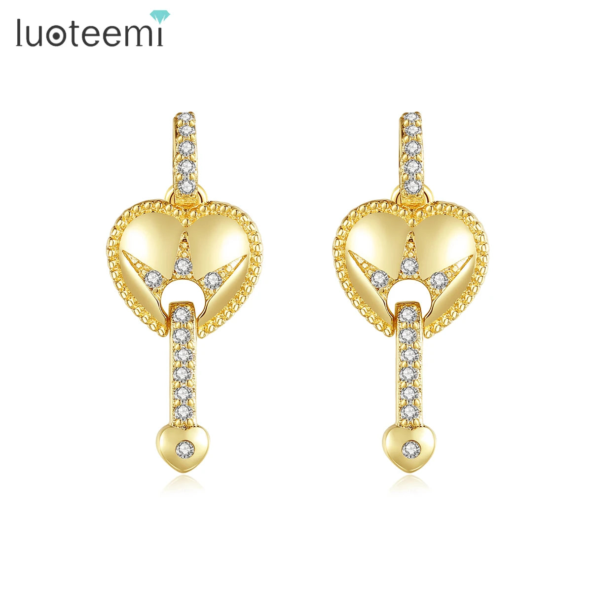 LUOTEEMI Stud Earrings Jewelry for Elegant Women  Earrings Cubic Zirconia Heart Shape Jewelry