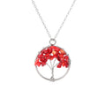 Hongzhuo New 2021 Hot sale 7 Chakra Red coral Tree of Life Natural Tumbled Gemstone Wire Wrapped Pendant Necklace Jewelry Jewelry