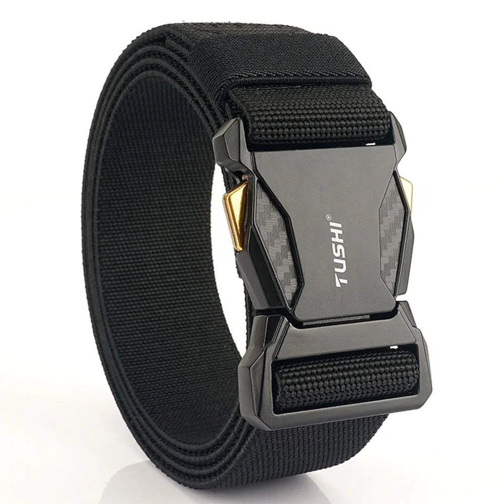 TUSHI Factory Wholesale Elastic Outdoor Tactical Sports Fabric Belt with Alloy for Buckle No Hole Stretch for Hunting Hiking