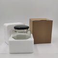 Customized logo in Stock 180ml 500ml1000ml Hard Foam Box Glass Hexagonal  Jar With Red Black Lid for Honey Food