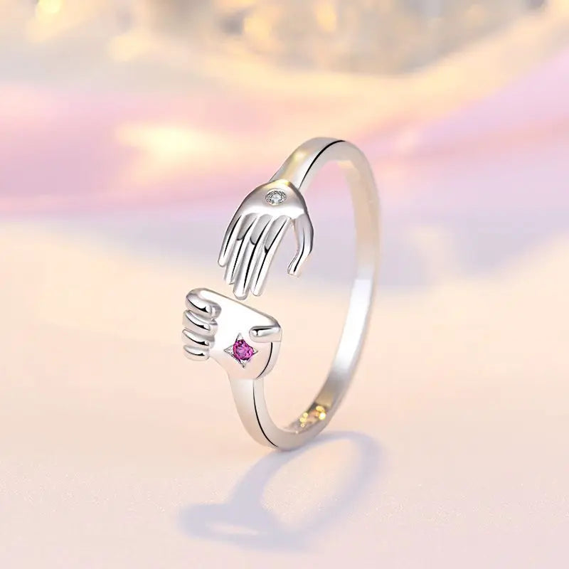 2022 Fashion Creative Ring Size Adjuster Romantic Rings for Couples Korean Style Sweet Hug Rings for Girls
