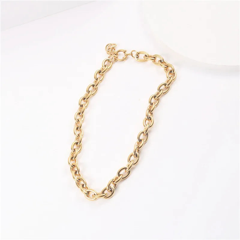 Joolim Jewelry 18K Gold Plated Chunky Chain Sweater Necklace Stainless Steel Jewelry Wholesale