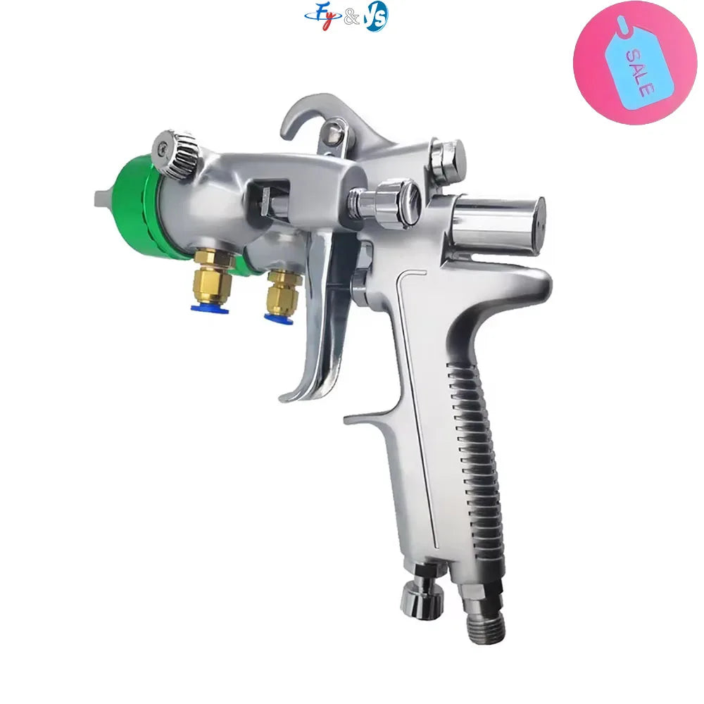 Nano Chrome Spray Gun Double Nozzle Paint Sprayer 1.3mm Dual Head Pressure Feed Paint Spray Gun