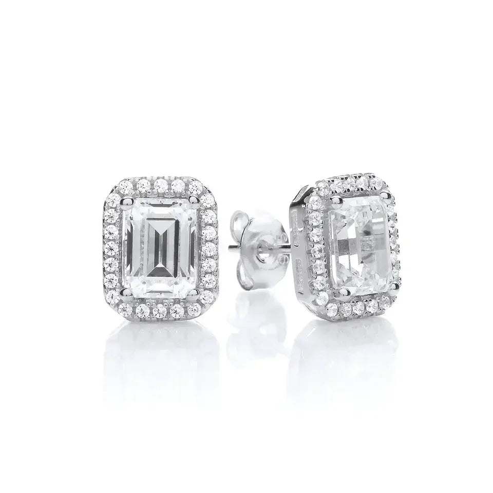 Factory Wholesale 925 Sterling Silver Stud Earrings Radiant Cut Emerald  Cut Various Sizes Moissanite Earrings for Women