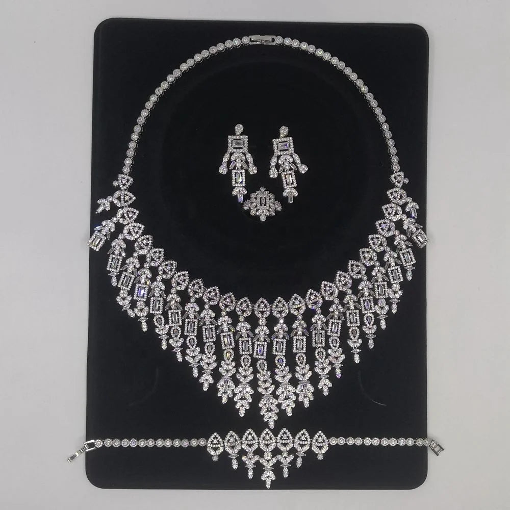 Four-piece Exquisite Jewelry Set Elegant Atmosphere Wedding High-grade Necklace Earrings Bracelet Factory