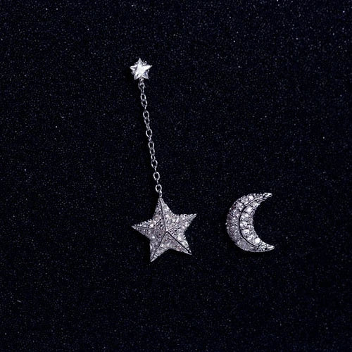 925 Sterling Silver Star Moon Stud Earrings for Women Elegant Wedding Jewelry Pendientes Mujer Moda 2022 Brincos