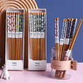 Eco Natural Bamboo Wood Kitchen Camping Chopsticks Set Box Japanese Style Non-slip Sushi Bamboo Chopsticks