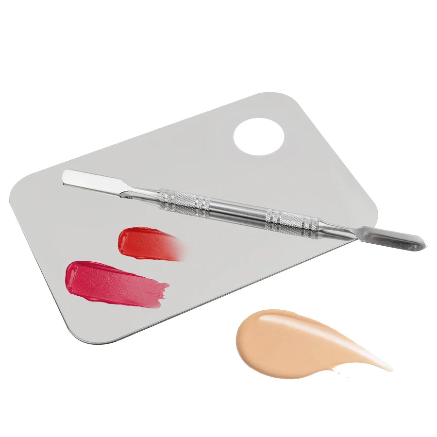 Stainless Steel Cosmetic Mixing Spatula Tool - Double-Ended Makeup Palette Stirring Rod for Foundation & Cream