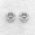Sterling Silver 5*7mm Semi Mount Stud Earrings Empty Frame Support Blank Setting S925 Base Without Center Stone for DIY Inlay