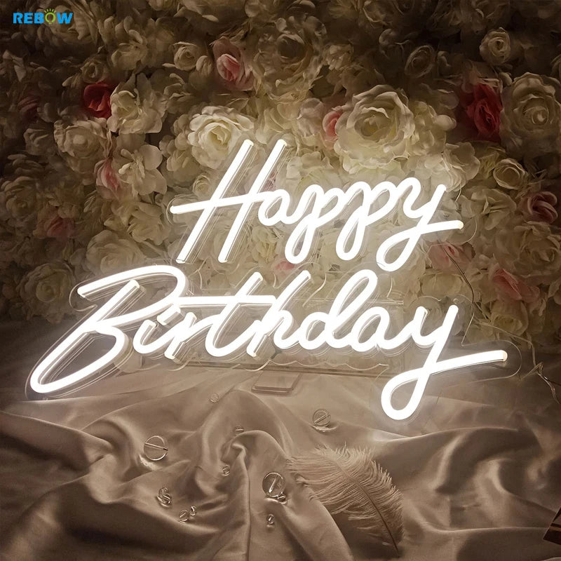 Drop Shipping Wholesale Customized Logo Happy Birthday LED Custom Neon Signs Lights