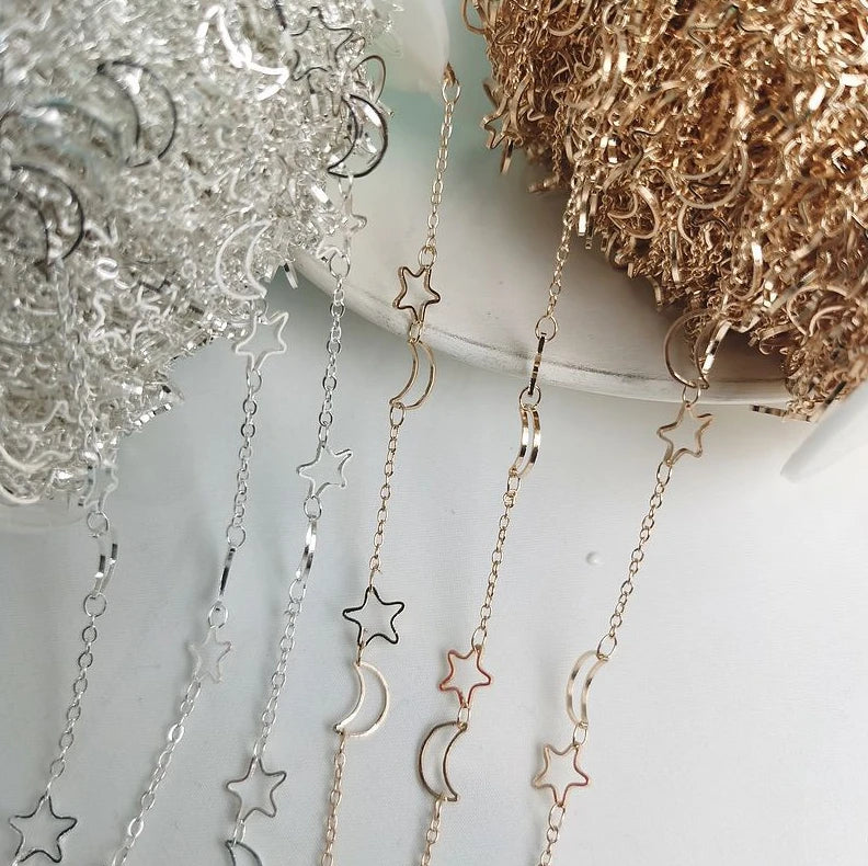 DIY Accessories Hollowed Star Crescent Combination Handmade Chain Necklace Tassel Earrings Clothing Materials Xuanseyameng Brand