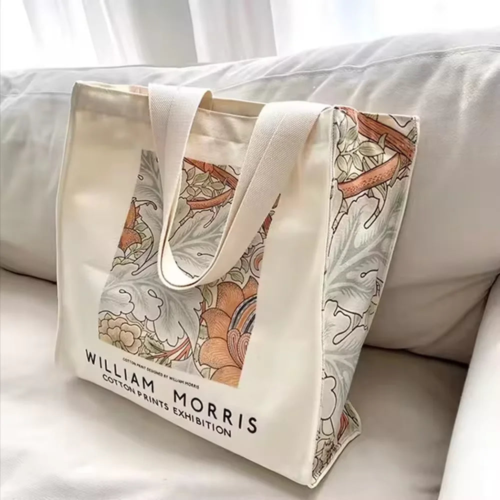 Women's Custom Logo Cotton Canvas Tote Bag Personalized Printed Letter Shopping Bag