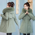 M-3XL Winter Large Fleece Collar Cotton Coat Korean Version Fashion Mid Length Thickened Plush Cotton Coat
