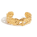 J&D 18K Gold Plated Stainless Steel Fashion Cuff Bangle Bracelet Sustainable Statement Open Bangles Daily Wear for Women