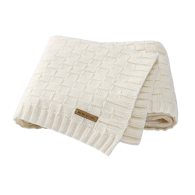 Mimixiong Hot Sale Custom Knitted Newborn Baby Summer Blanket Solid Color Cheap Wholesale Baby Blanket Super Soft