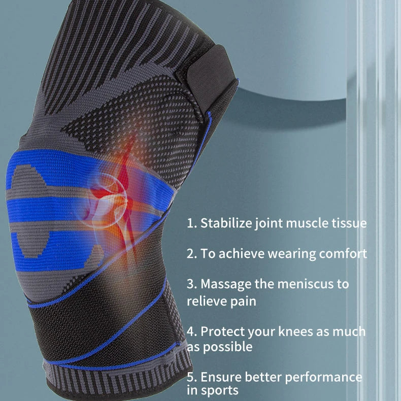 OLLAS 2022 New Men's Women's Sports Elastic Knee Pads Adjustable Strap Compression Knee Brace Silicone Non-slip Elbow Knee Pads