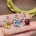 Fashion Customized 925 Sterling Silver Emerald Cut Natural Gemstone New Design Chains Women Pendant Necklace
