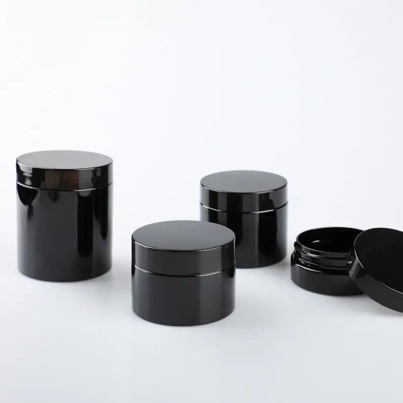 Wholesale PET Plastic Cosmetic Containers Empty 50ml 60ml 80ml 100ml 120ml 200ml Black Face Cream Jars Packaging for Lotion