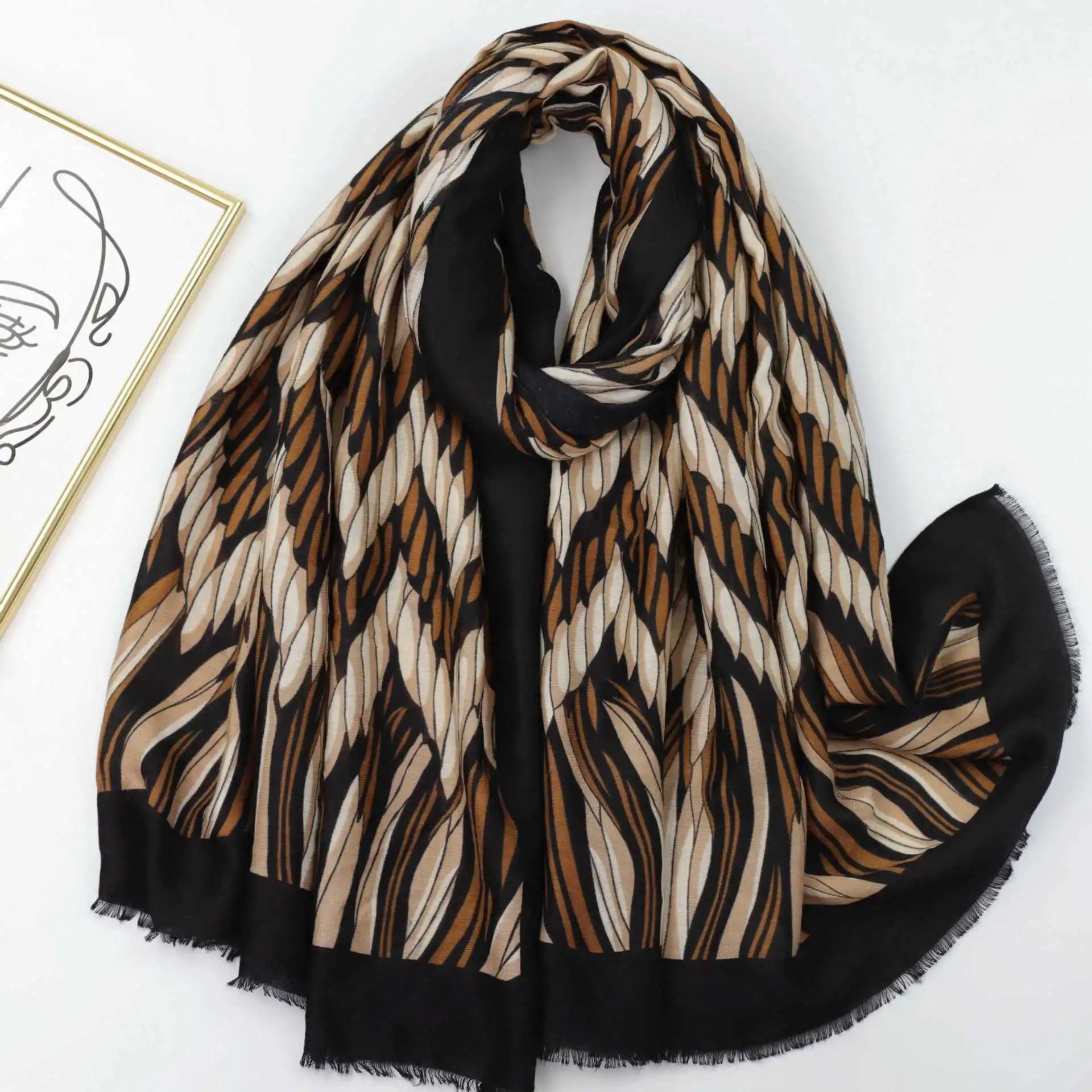 Wave Shawl Scarf Wholesale Outdoor Pashmina Cashmere Scarf for Women Scarf Printing