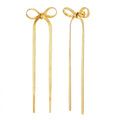 Ins Wholesale Stainless Steel 18K Gold Plated Trendy Hoop Earrings Flat Snake Chain Long Tassel Women Girls Party