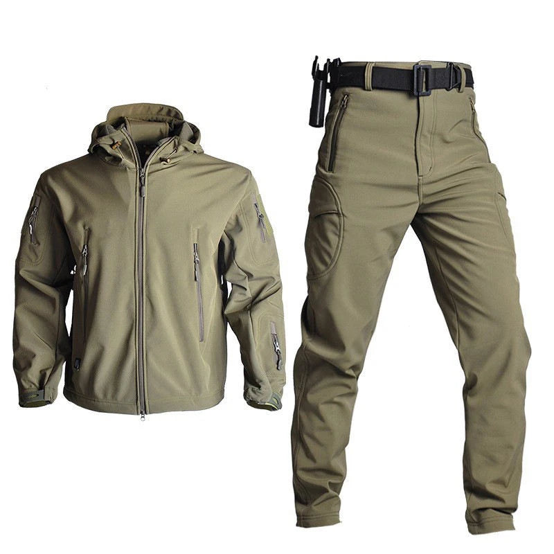 High Quality Tactical Bomber Windbreaker Camo Stand Coated Fabric Camouflage Woven Men Hooded Jackets