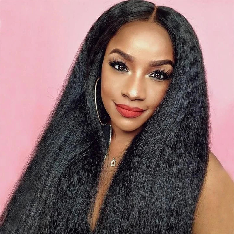 Afro Wig Female Fluffy Medium Parted Long Hair High Temperature Silk Mechanism Head Set Synthetic Wig