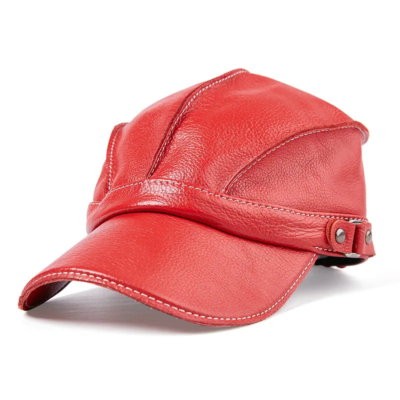 Fashion Trendy Men Woman Winter Sheep Leather Dress Trucker Baseball Golf Dad Hat Baseball Caps Genuine Leather Hats for Women