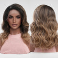Factory Fast DeliverySynthetic T-part Lace Wigs Wavy Ombre Black to Brown Lace Wig Fashion Side Part Nature Hair Wig for Women