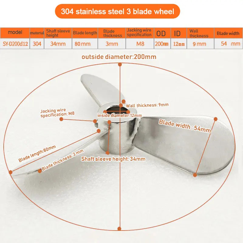 SUS304 Paint Mixer Paint Stirrer Painting Paddle Stirrer Pneumatic Tool Parts 3 Leaf Fan Disc Propeller Dispersion Plate