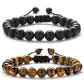 Ethnic Style Natural Tiger Eye Stone Bracelet Creative Clear Wax Rope Hand-Woven Jewelry Men Women Fashion Beaded Bracelets