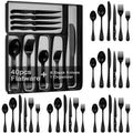 Modern 410 Stainless Steel Disposable Flatware Set Rust Resistant 49-Piece Silverware Organizer Tray for Daily Family Events