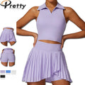 Custom Womens Clothing Yoga Sets Polo Tank Tops for Women Tennis Wear Skirt Set Golf Dress Pleated Skirt Gym Fitness Sportswear