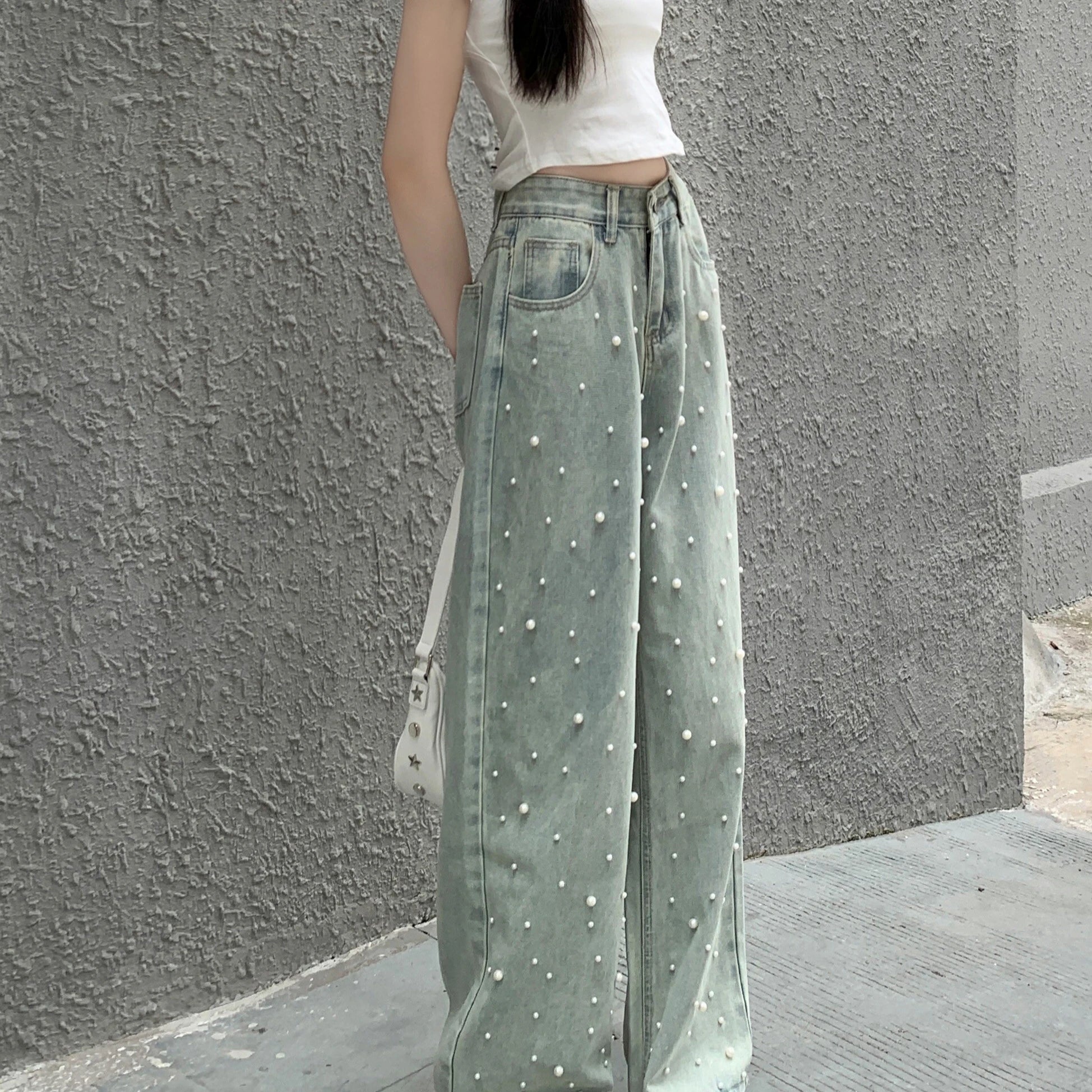 Wholesale 2026 Summer Casual Fashion Straight Korean Edition New Design High Waist Slim Wide Leg Women's Jeans