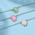 De Fashion Jewelry Natural Stone Brass Necklace Colorful Shell Pendant Brass Chain Gold Plated Colorful Shell Pendant Chain