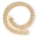 Stocks 20mm Gold Plated Brass Pave Setting With Cubic Zircon Stone Miami Cuban Link Chain Necklace